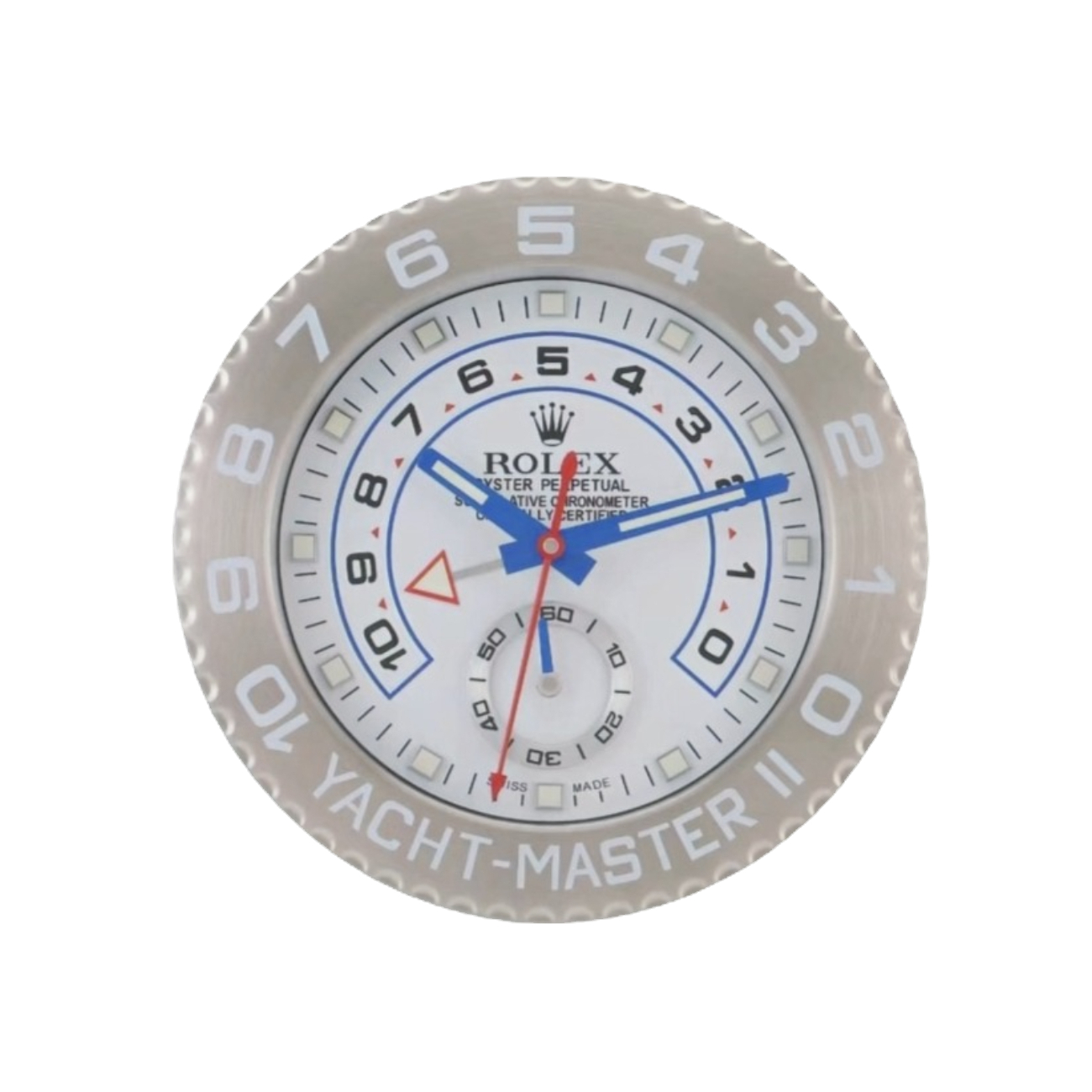 420e35_205c8ca71181428e8c03317c4f13e935mv2.jpg Yacht-Master II, Silver and White | Wall Clock - Image 1