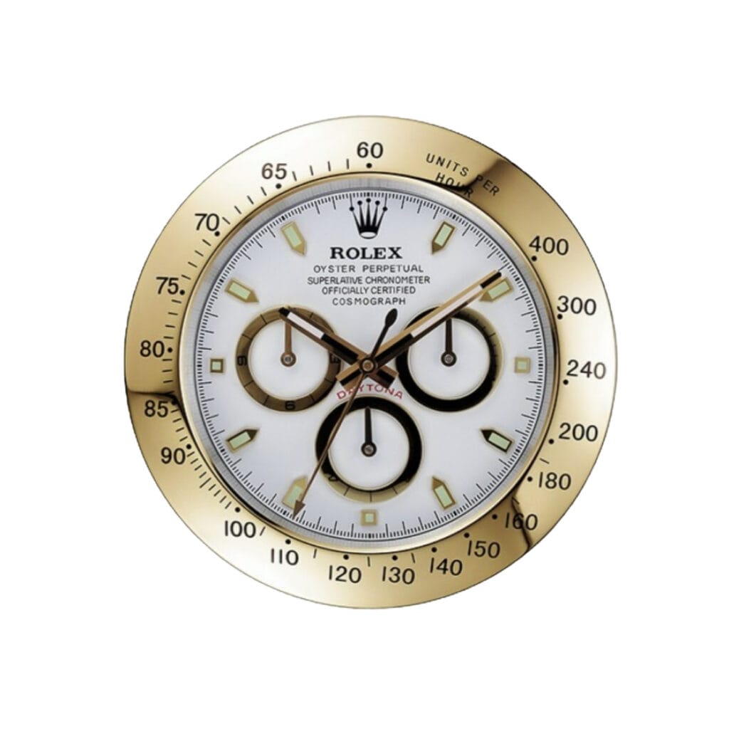 Rolex Daytona Gold and White Wall Clock - Luxury wall clock - Gold Clocks - Clocks Atelier