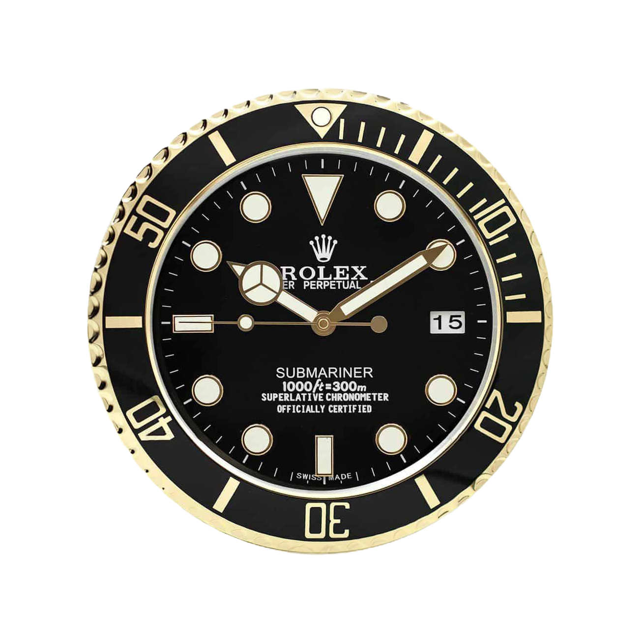The Submariner Gold and Black | Wall Clock is a premium Rolex wall clock The Submariner Gold and Black | Wall Clock is a premium Rolex wall clock
