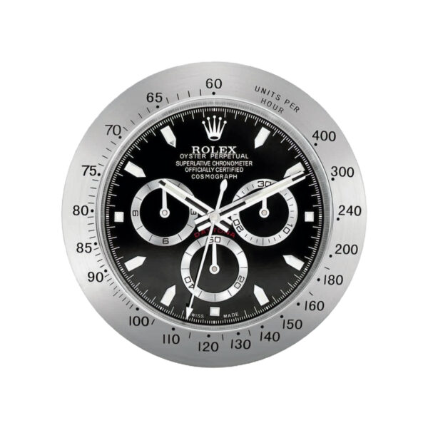 Daytona Style, Silver & Black | Wall Clock