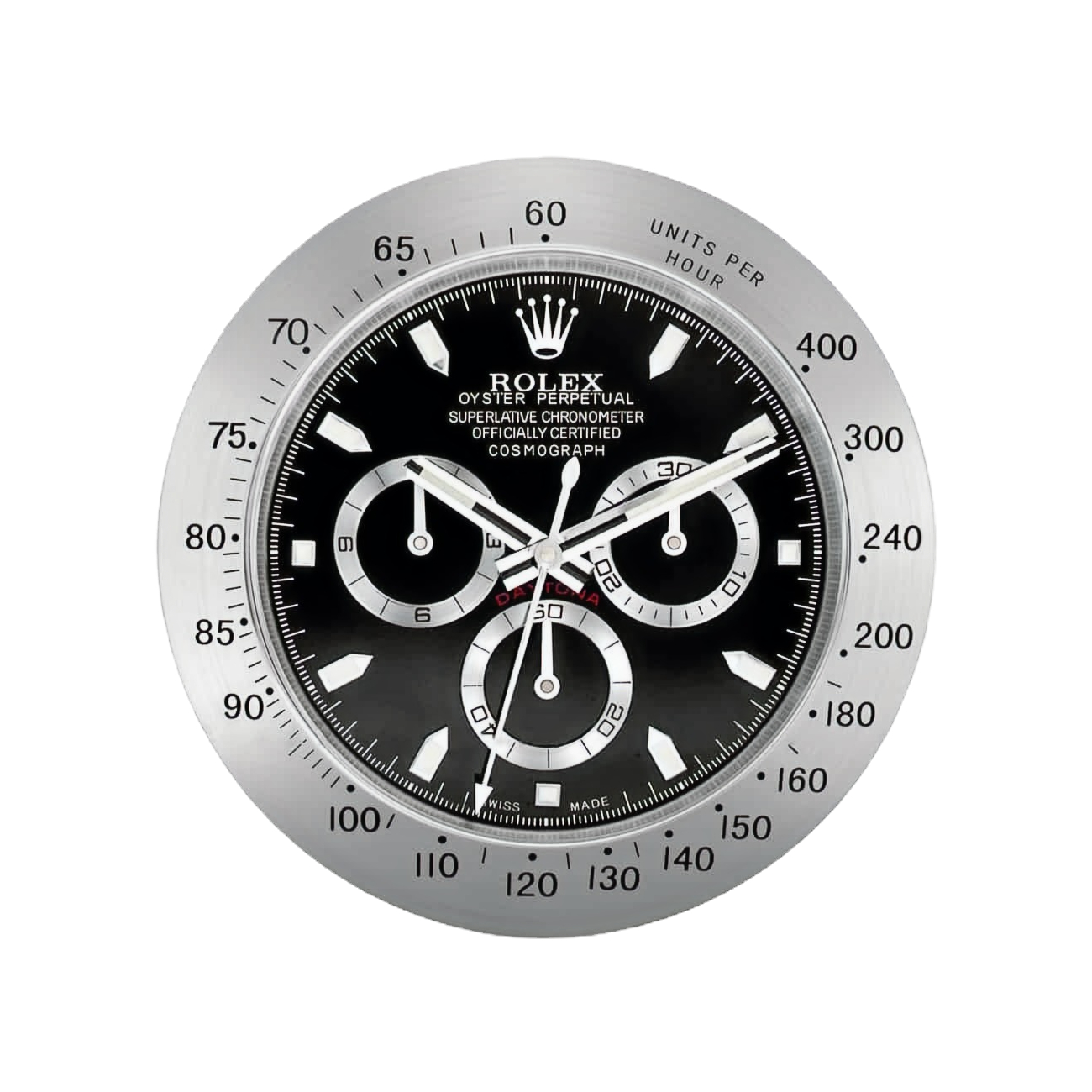 420e35_52f0c71b0e37428982637c9eb0a04187mv2.jpg Daytona Style, Silver & Black | Wall Clock - Image 1