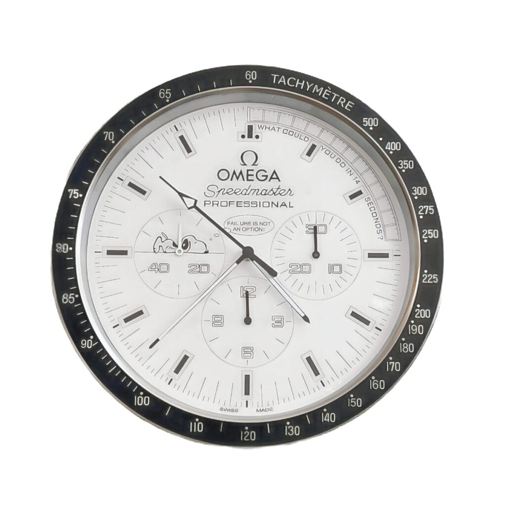 Speedmaster Snoopy Black and White | Large Wall Clock – Premium Omega Wall Clock by Clocks Atelier - modern clock wall