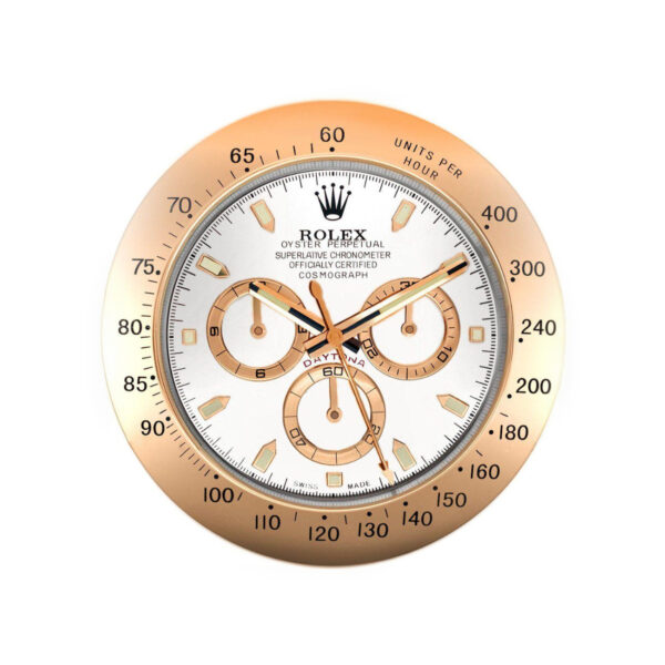 Daytona Style, Rose Gold & White | Wall Clock