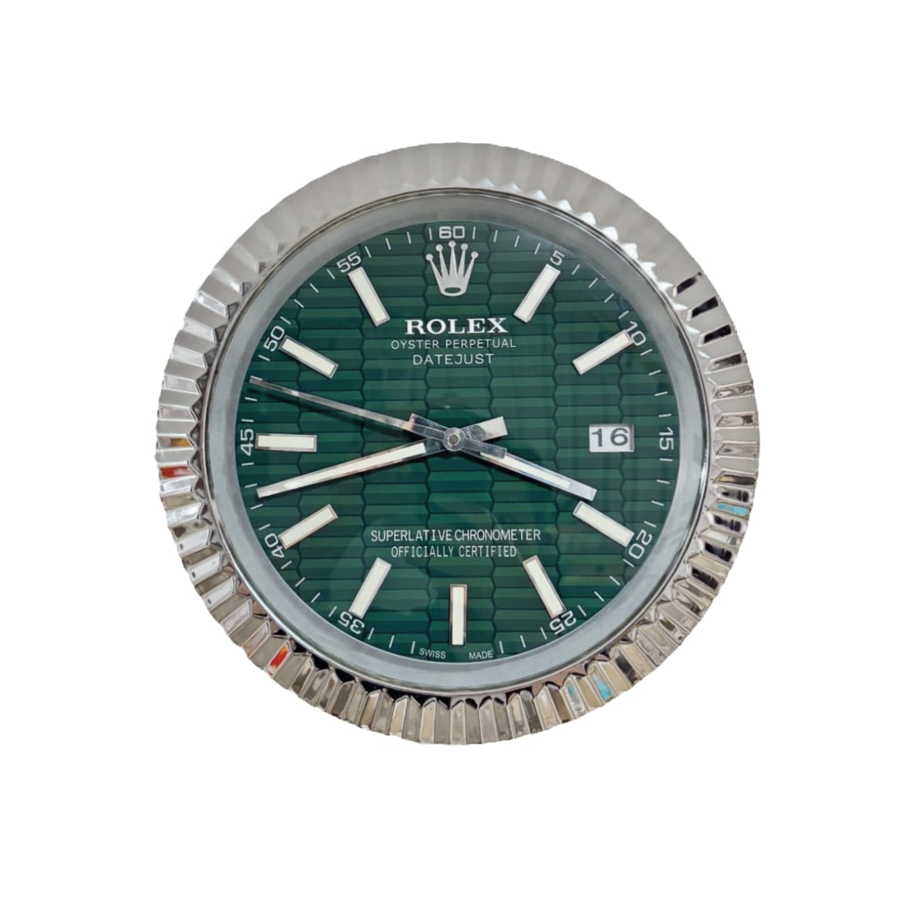 Datejust Fluted Steel Motif Dial | Wall Clock – Premium Rolex Wall Clock by Clocks Atelier - Best wall clock Datejust Fluted Steel Motif Dial | Wall Clock – Premium Rolex Wall Clock by Clocks Atelier - Best wall clock