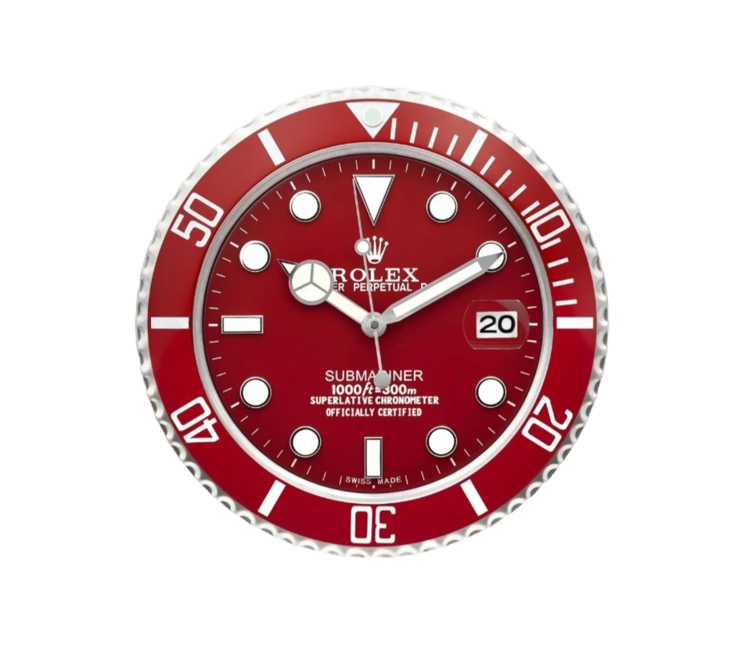 420e35_9fdad7cf2d154f7f9432f9c48e38ee3fmv2.jpg Submariner Full Red | Wall Clock - Image 1