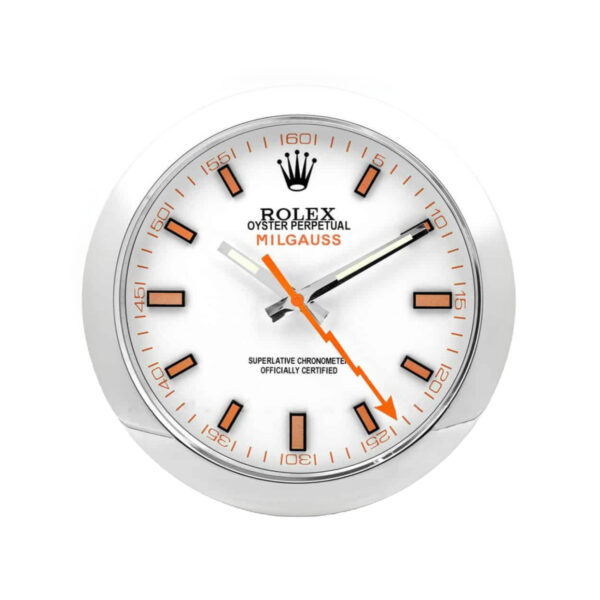 Milgauss Luxury, Silver & White | Wall Clock