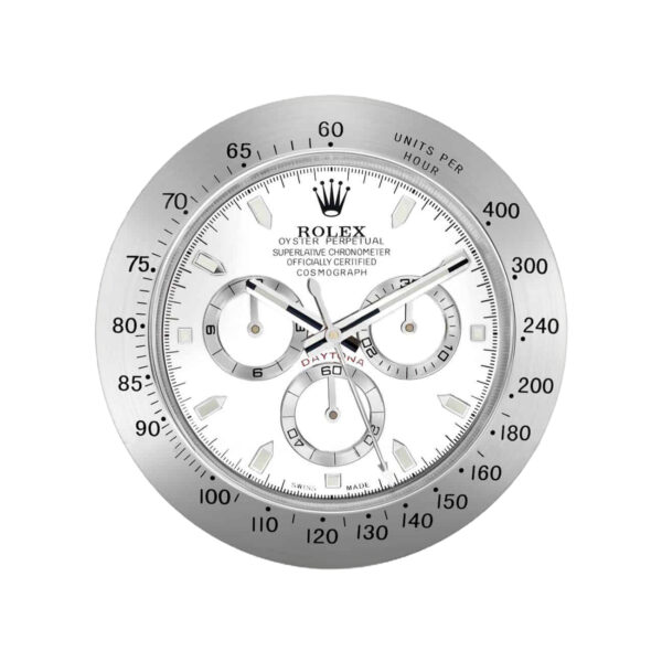 Daytona Style, Silver & White | Wall Clock