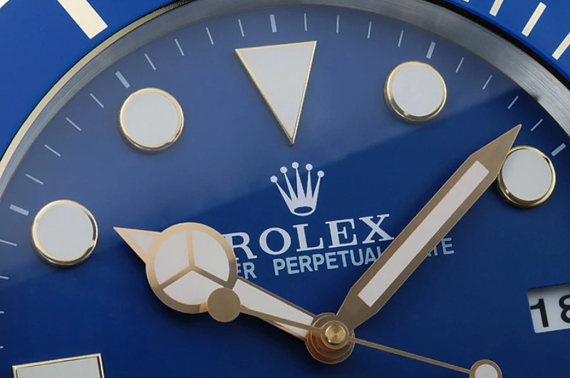 Rolex submariner bluesy wall clock - gold and blue