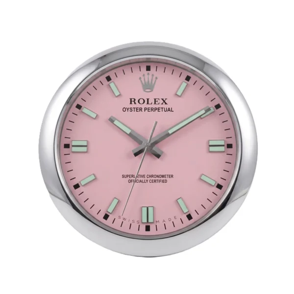 Rolex Oyster Perpetual Pink Wall Clock - Best Luxury Clocks for Living Room - Clocks Atelier