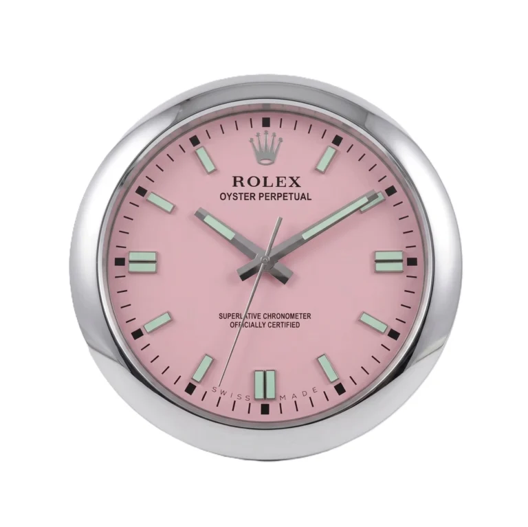 Rolex Oyster Perpetual Pink Wall Clock - Best Luxury Clocks for Living Room - Clocks Atelier