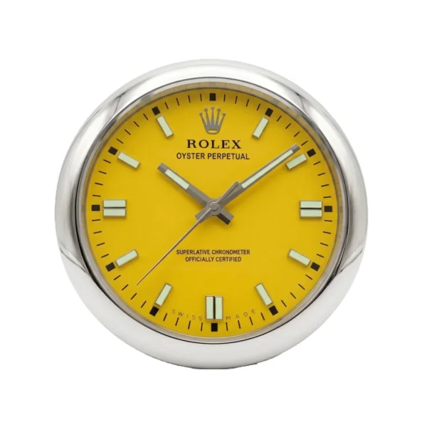 Rolex Oyster Perpetual Yellow Wall Clock - Best Luxury Clocks for Living Room - Clocks Atelier