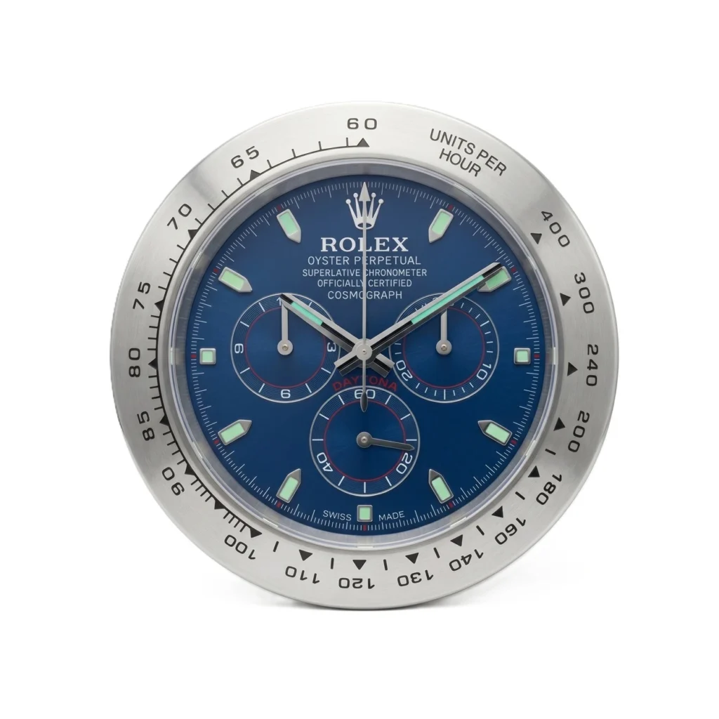 Rolex Daytona steel with blue dial wall clock - Exclusive Rolex Wall Clock - Clocks Atelier